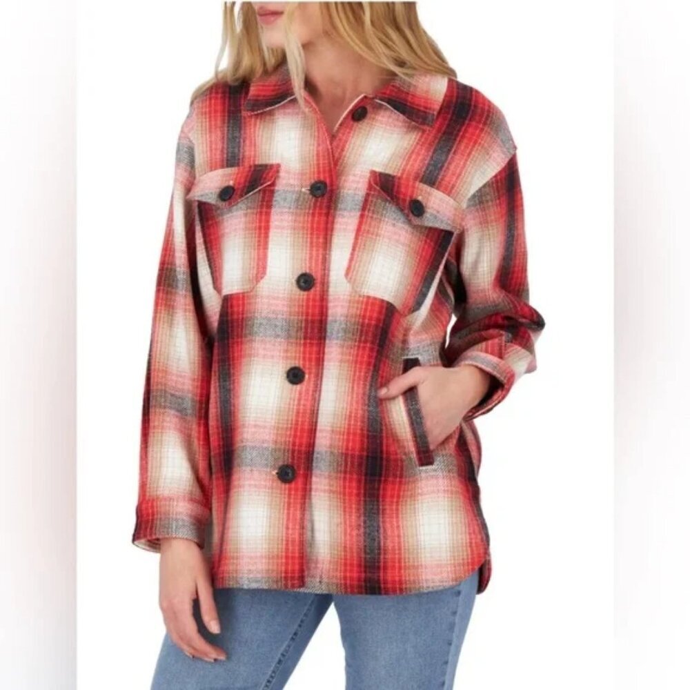 NWT $179 Lucky Brand Lucky Flannel Shacket Large Pockets Plaid Shirt Jacket NEW - Picture 3 of 3